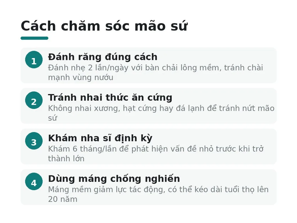 Cách chăm sóc để kéo dài tuổi thọ mão sứ