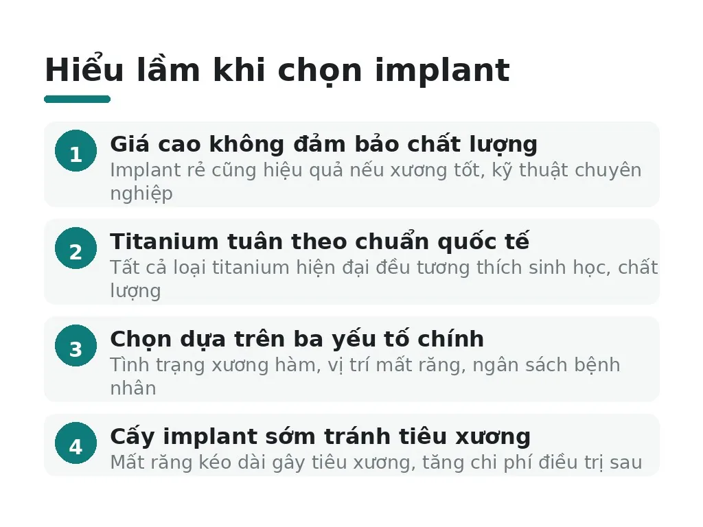 Hiểu lầm phổ biến khi chọn trụ implant