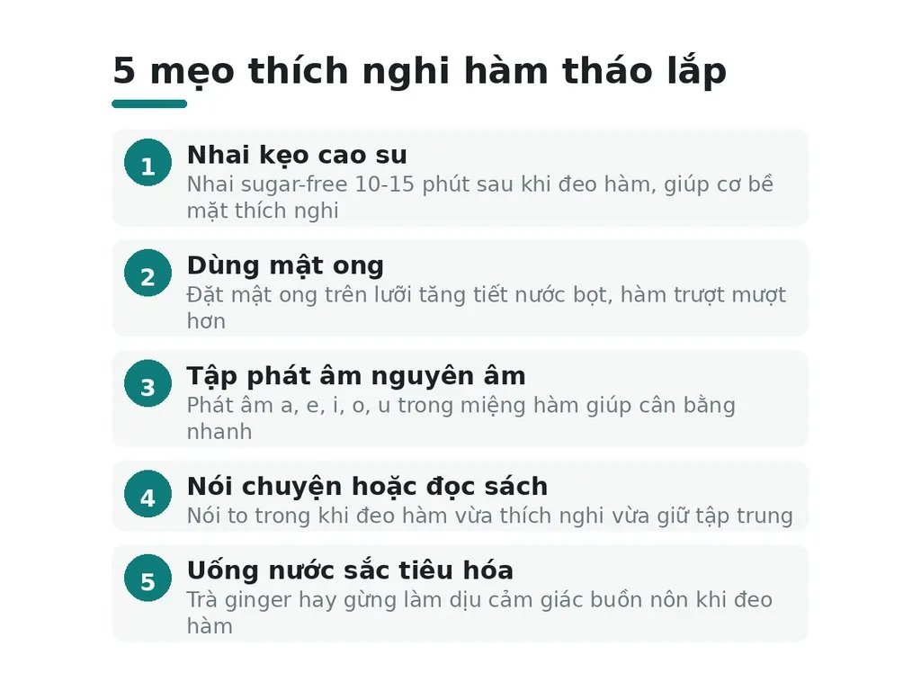 Mẹo đặc biệt để thích nghi nhanh với hàm tháo lắp